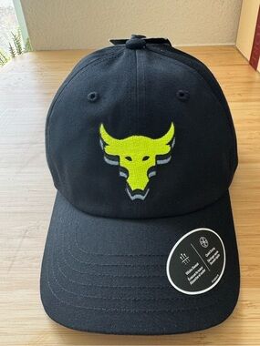 Under Armour Black Baseball Cap with Neon Yellow Bull Logo